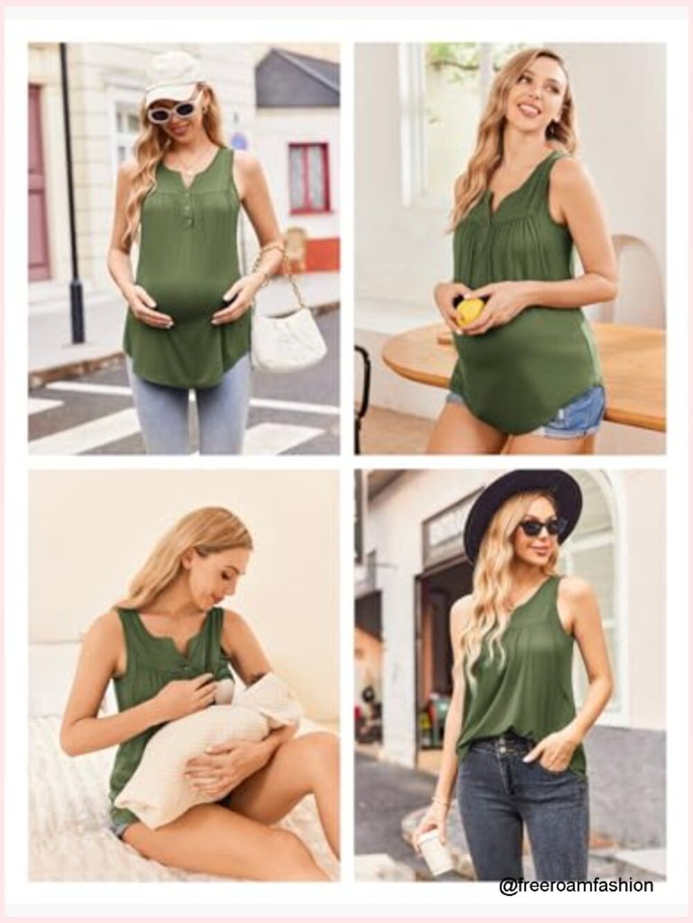 Maternity Nursing Tank Top Sleeveless Double Layer Breastfeeding Shirt - Picture 3 of 7